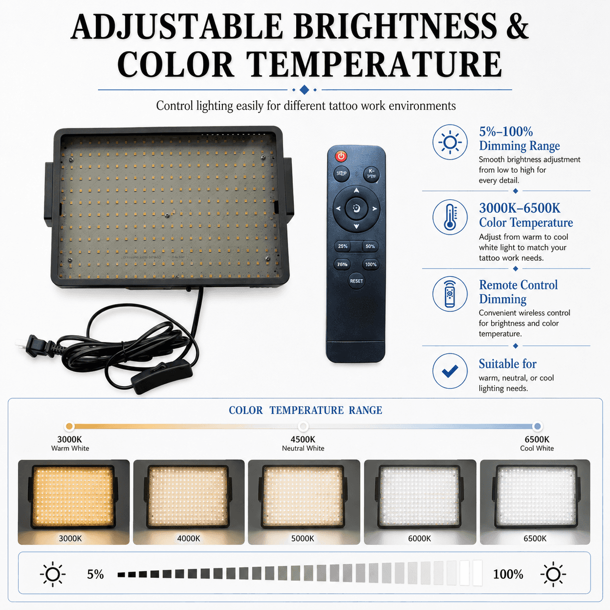 Audersigt Conjunto de luz anti-reflexo para fotografia de tatuagem, Luz antirreflexo para fotografia de tatuagem com polarizador CPL e dimerização remota, SKU AC062 - imagem 3