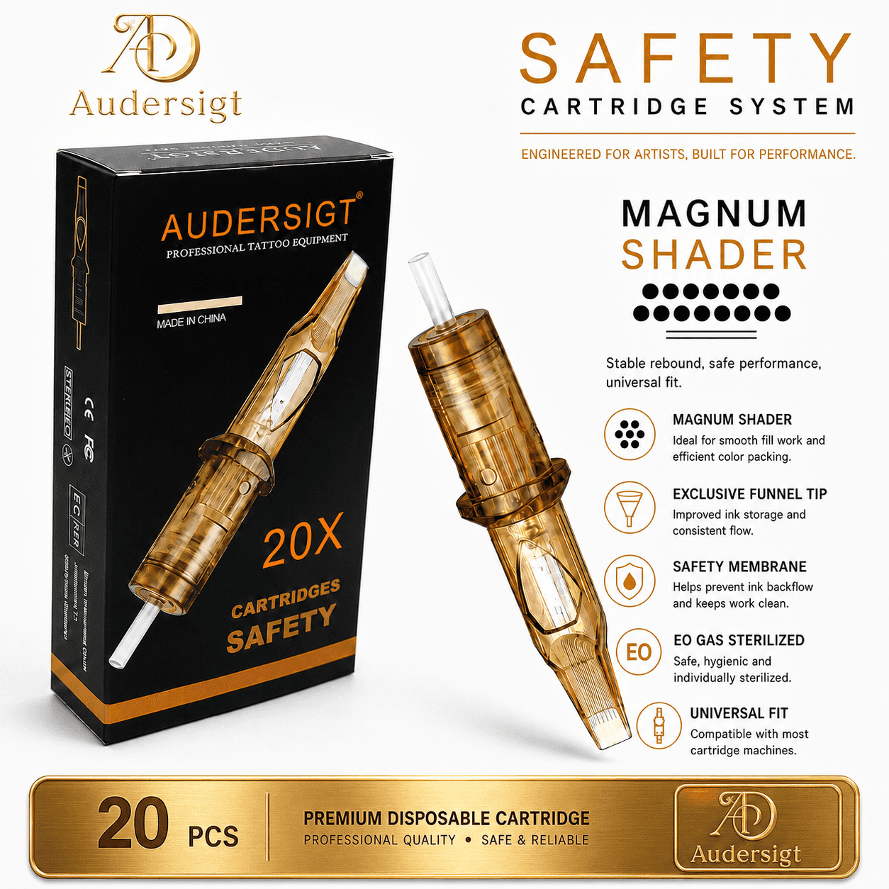 Audersigt Safety Magnum M1 Tattoo Cartridges