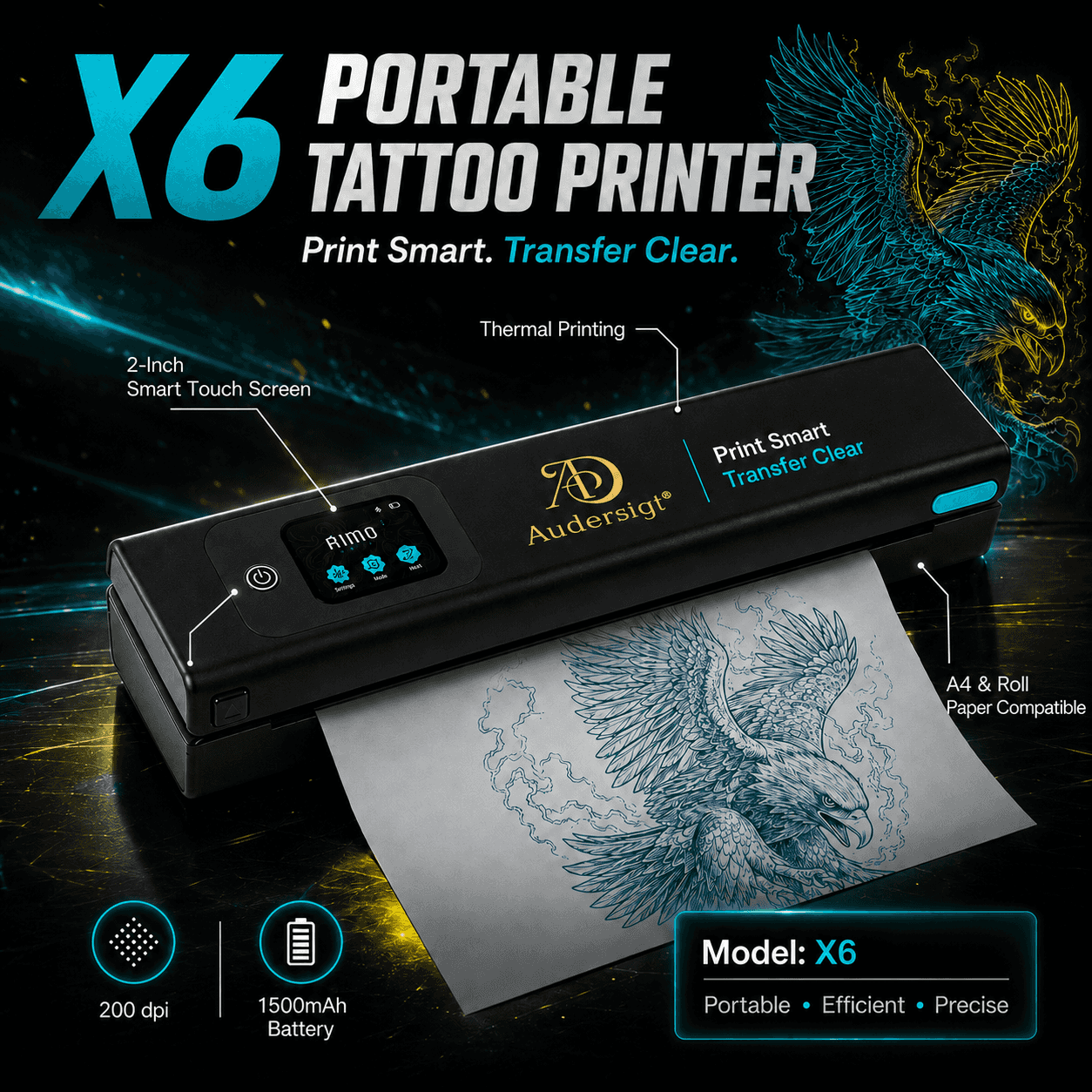 Audersigt X6 Bluetooth Thermal Tattoo Stencil Printer