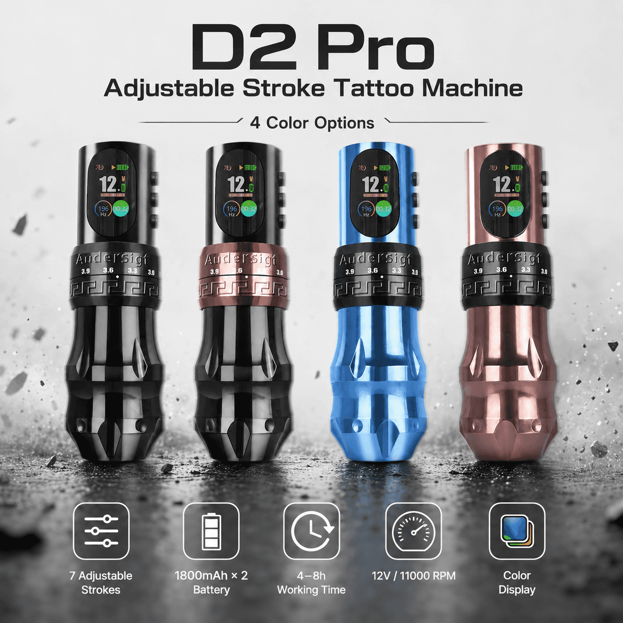D2 Pro Adjustable Stroke Wireless Tattoo Pen Machine