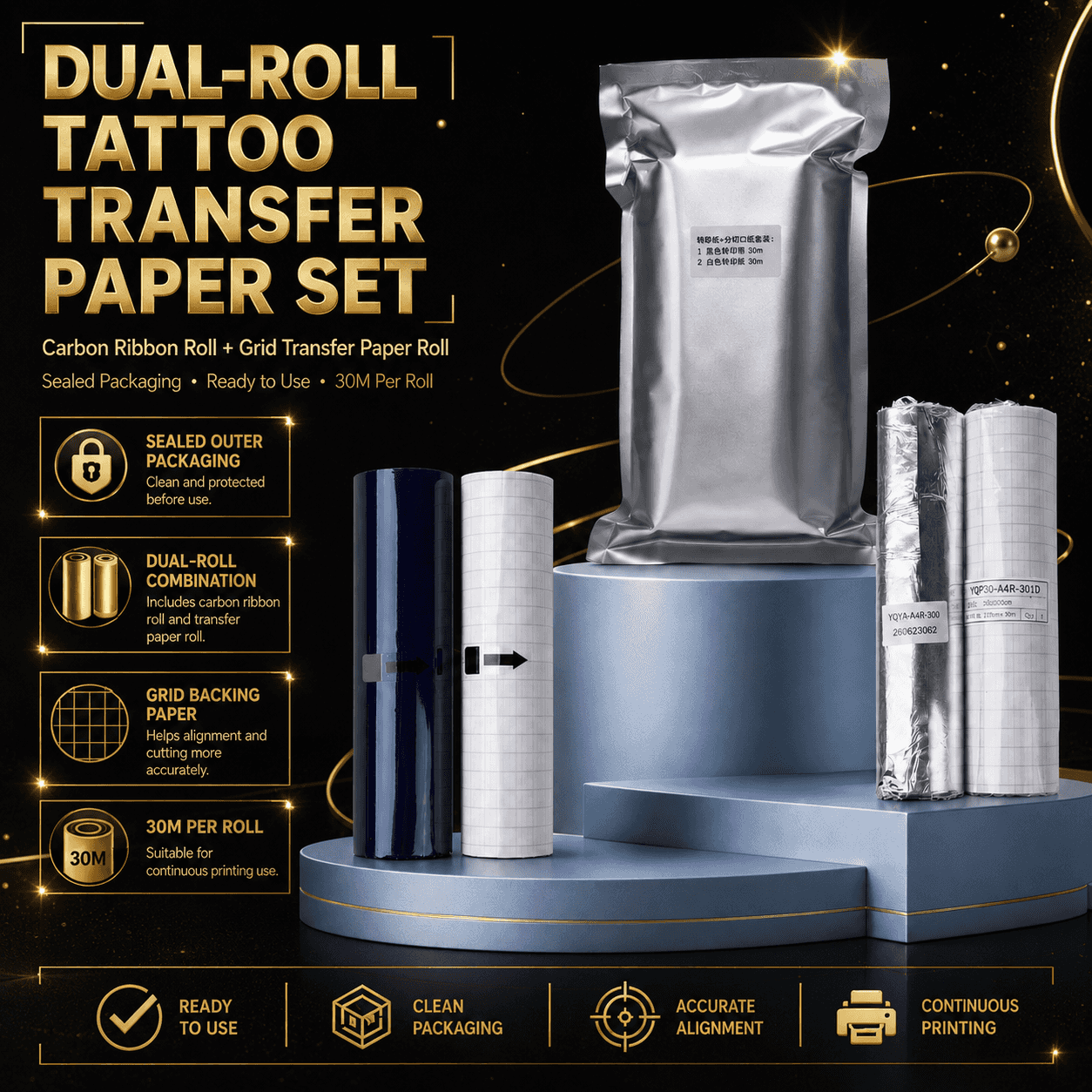 30m HD Thermal Tattoo Transfer Paper Roll — 210mm